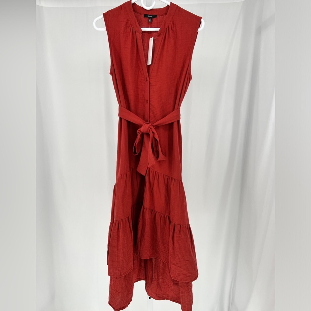 DREW - NWT Belted Button Front Midi Dress